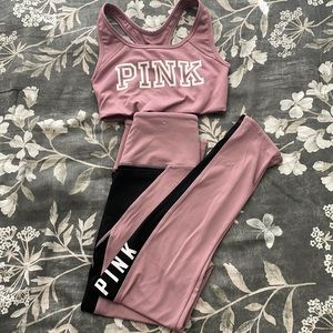 PINK yoga two piece, Size XS, Color: pink,black, white